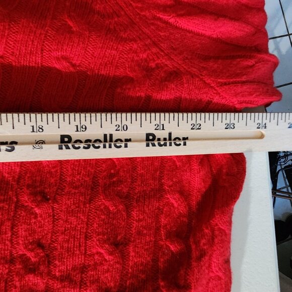 jcp Sweater Womens 3X Red Merino Wool Blend Cable Knit V Neck Pullover Plus - Picture 9 of 12